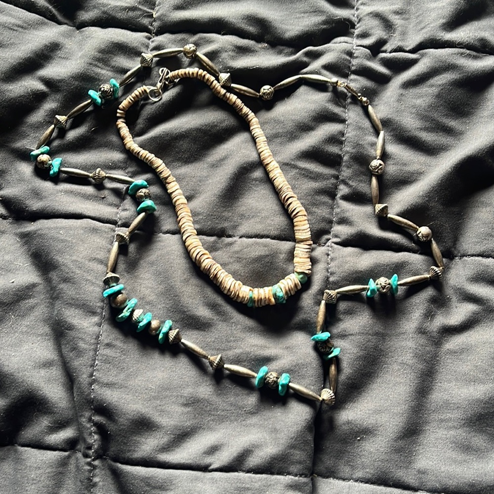 Silver and turquoise necklaces